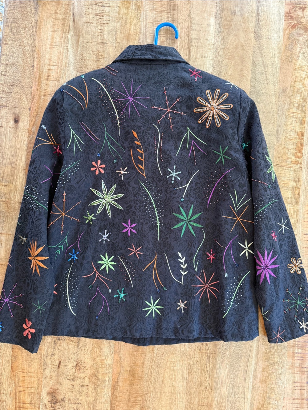 Acorn Black Embroidered Beaded Jacquard Button women blazer Jacket statement